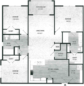 C1 - Three Bedroom / Two Bath - 1,506 Sq.Ft.*